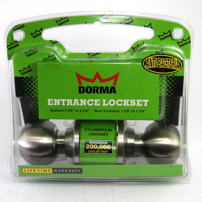 Dorma Entrance Cylindrical Knob Lockset DA3 Berlin Finishes US32D Standard Stainless Steel